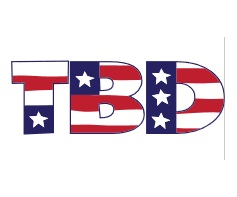 Text "TBD" in red, white, and blue
